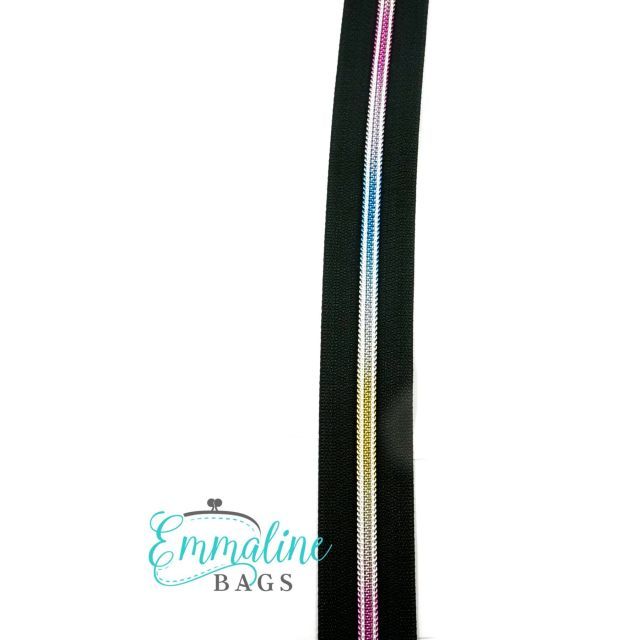 Emmaline Zippers (3 yard pack) - Size #5 - Rainbow /  Black
