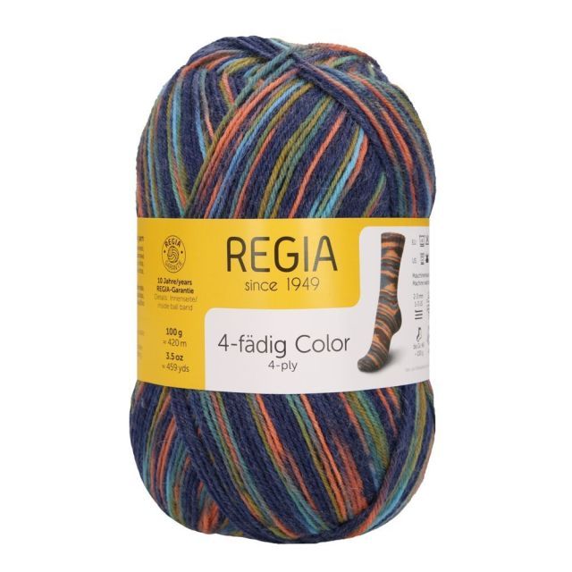 Regia 4-Ply Color Self Patterning Sock Yarn 100g Skein - Blue Turquoise Col. 02355