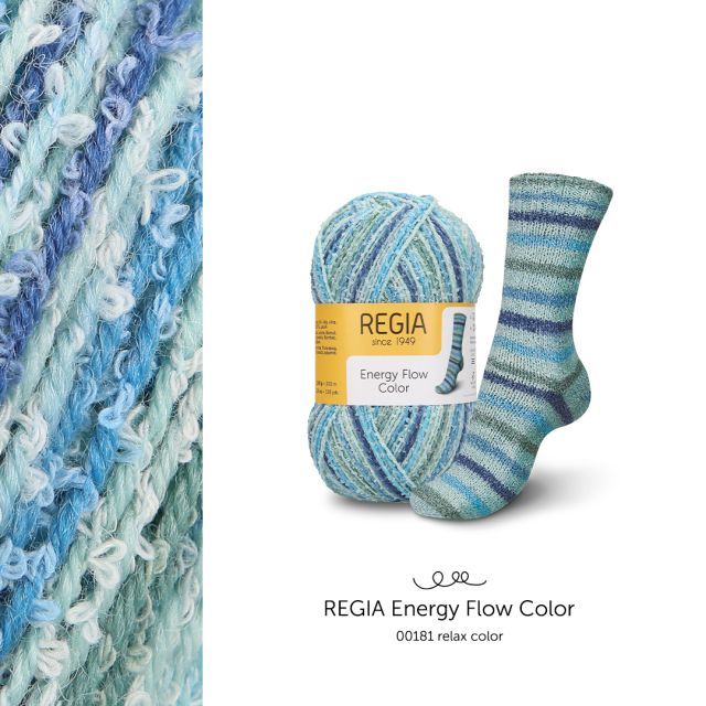 REGIA ENERGY FLOW - Self Patterning Sock Yarn with Terry Cloth Effect Col. 181 "Relax" 100g
