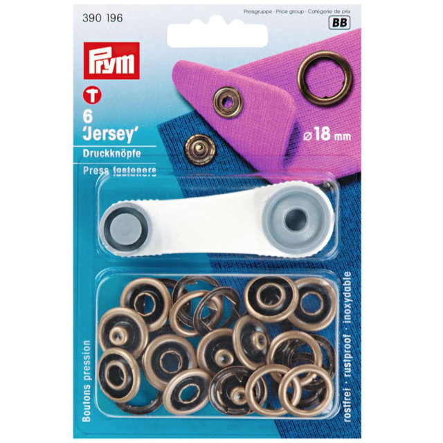 Prym Non-sew press fastener jersey, 18mm, antique brass