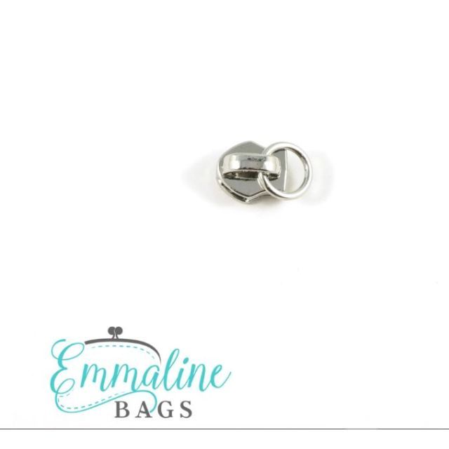 Slider with Attachment Ring / Emmaline Zipper Pulls (10-pack) - Size #3 -  Silver