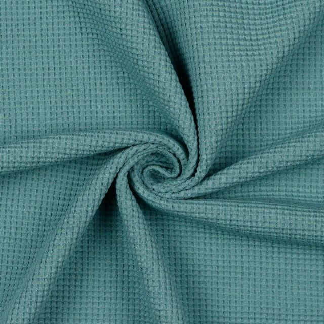 Organic Cotton  Waffle Knit Solid - Dark Aqua col.17