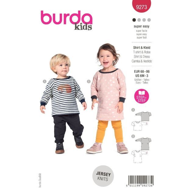 BURDA - 9273 -  Kids' Long Sleeve Top and Dress