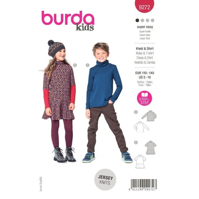 BURDA - 9272 -  Kids' Turtleneck Shirt and dress