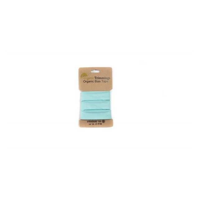 Organic  Cotton Poplin Bias Tape - Aqua - 10mm x 5m