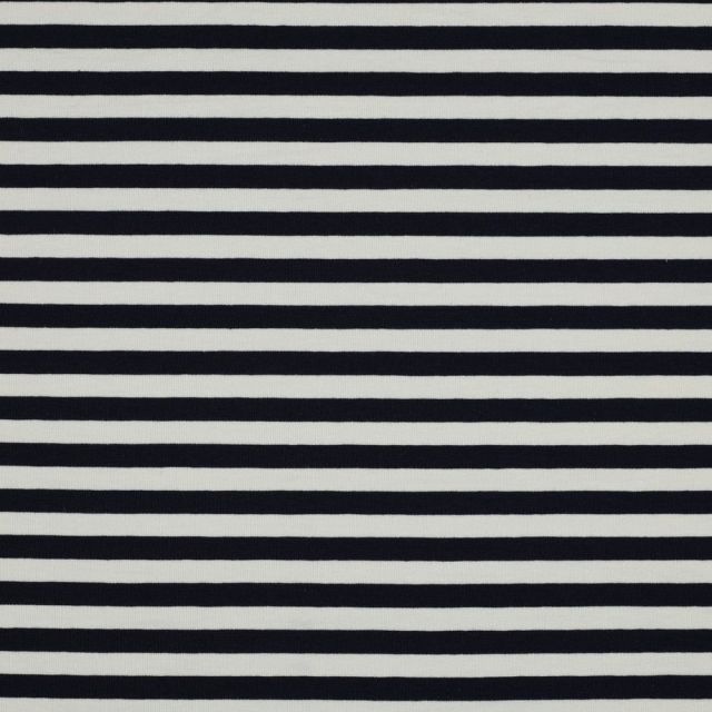 BOLT END - 115 CM - French Terry - Yarn Dyed Stripe - Navy /  Off White