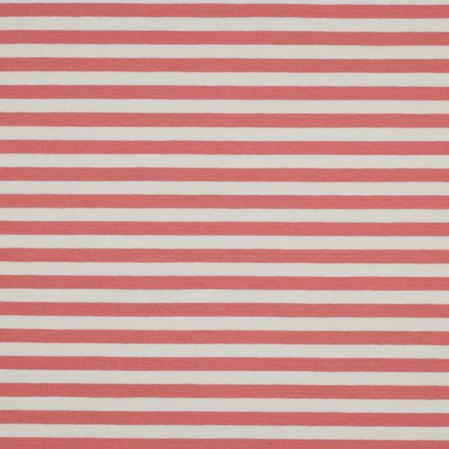 French Terry - Yarn Dyed Stripe - Pink /  Off White